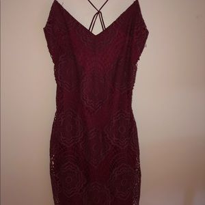Missguided burgundy lace bodycon dress